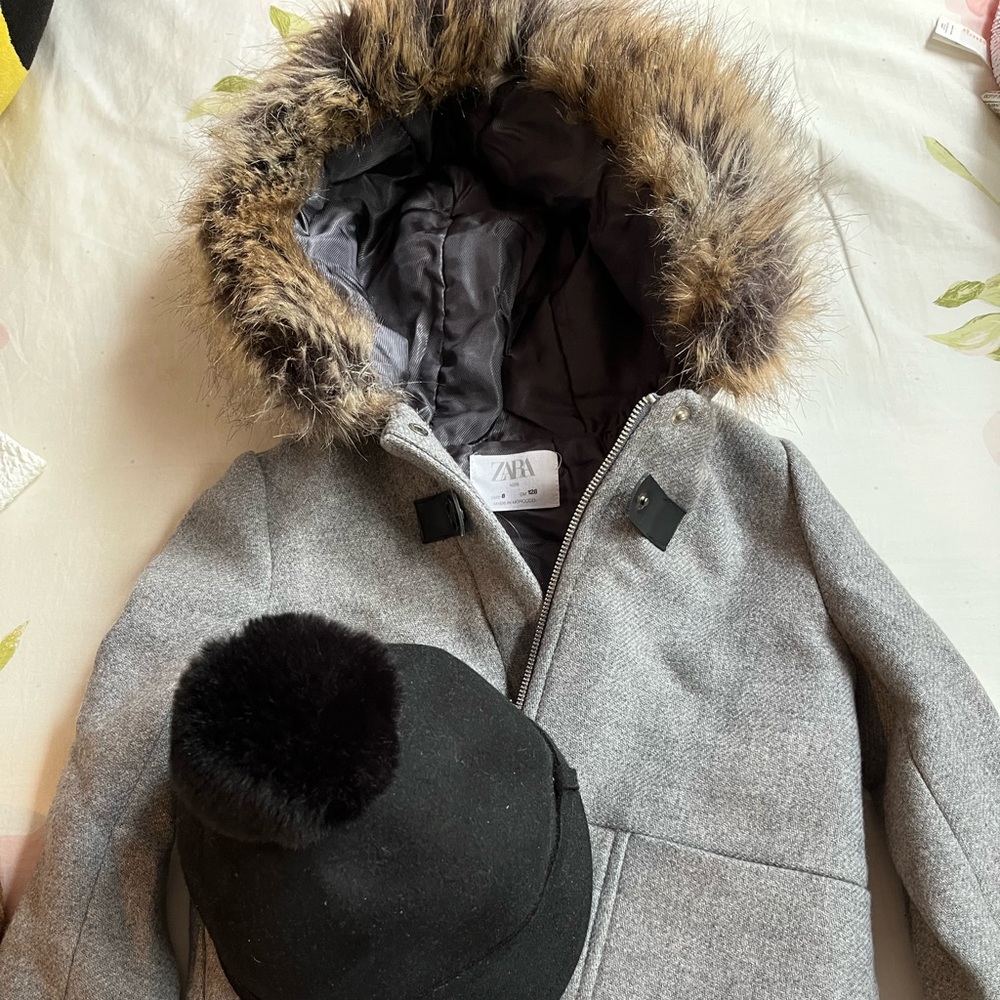 Zara girls faux fur jacket